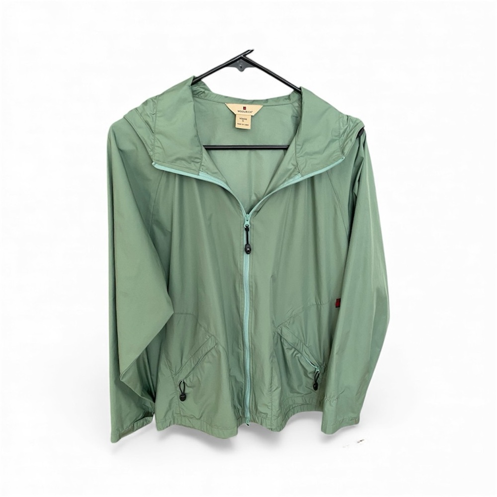 Woolrich Women's sage Green windbreaker Lightweight hooded Jacket
